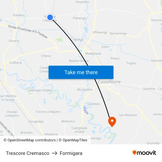 Trescore Cremasco to Formigara map
