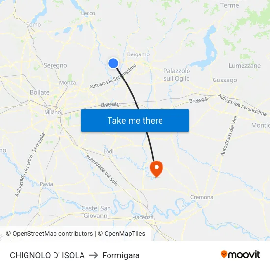 Chignolo D' Isola to Formigara map