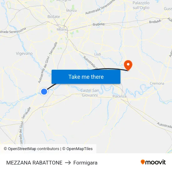 Mezzana Rabattone to Formigara map