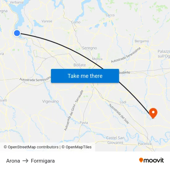Arona to Formigara map