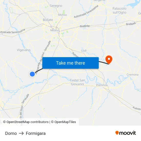 Dorno to Formigara map