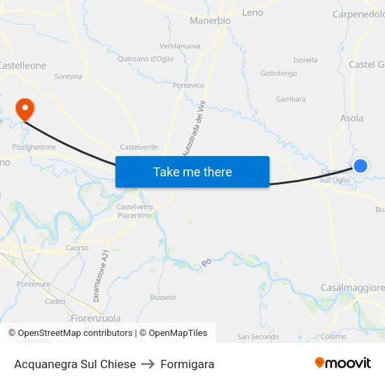 Acquanegra Sul Chiese to Formigara map