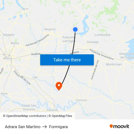 Adrara San Martino to Formigara map