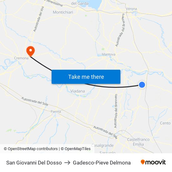 San Giovanni Del Dosso to Gadesco-Pieve Delmona map