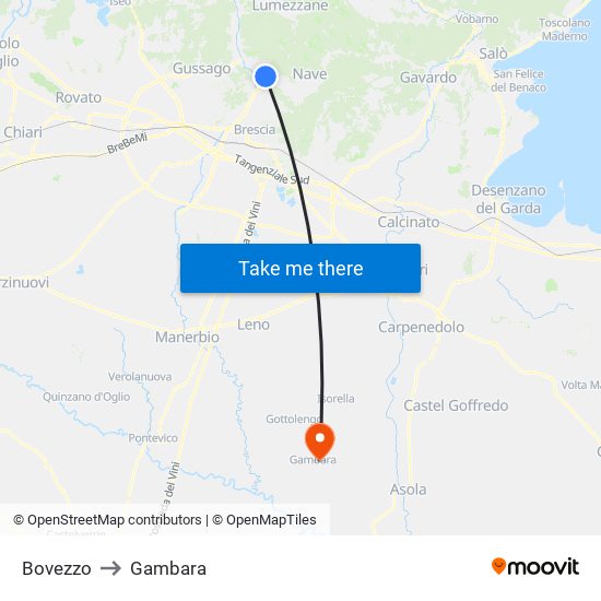 Bovezzo to Gambara map