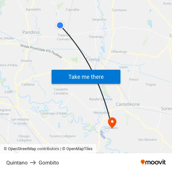 Quintano to Gombito map