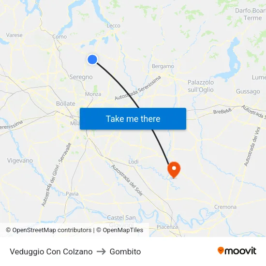 Veduggio con Colzano to Gombito map