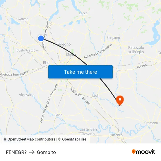 Fenegro to Gombito map