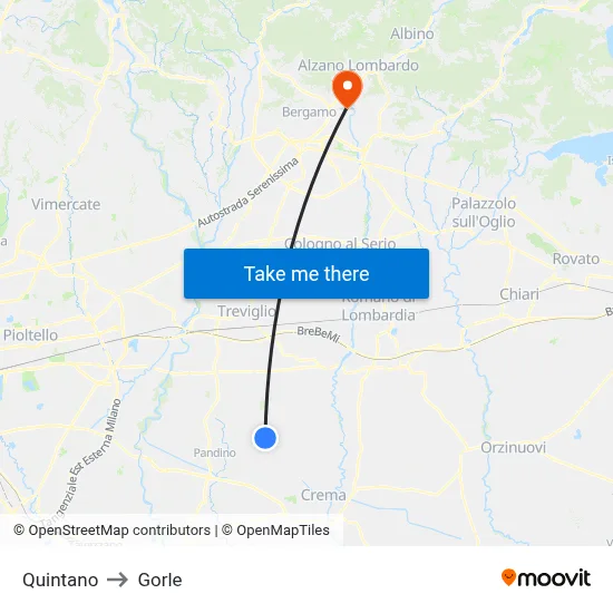 Quintano to Gorle map