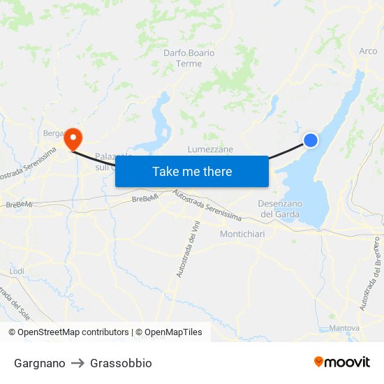Gargnano to Grassobbio map