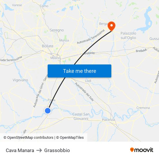 Cava Manara to Grassobbio map