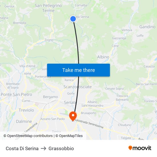 Costa Di Serina to Grassobbio map