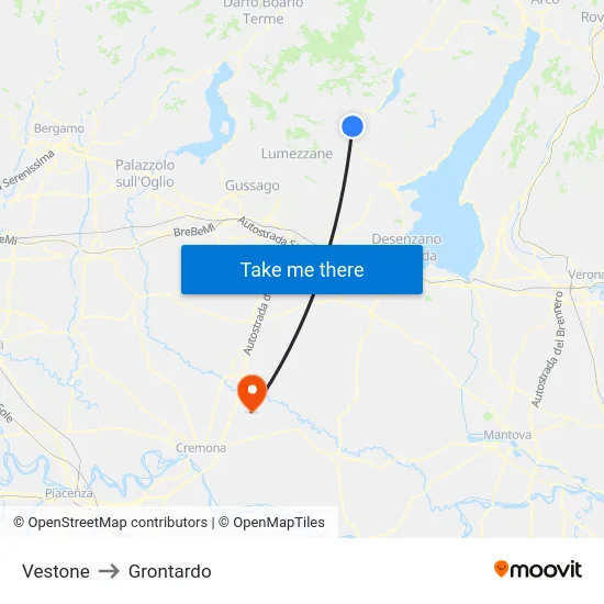 Vestone to Grontardo map