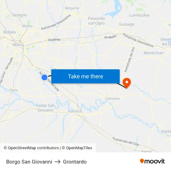 Borgo San Giovanni to Grontardo map