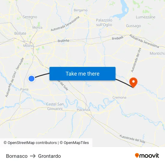 Bornasco to Grontardo map
