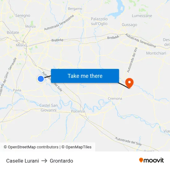 Caselle Lurani to Grontardo map