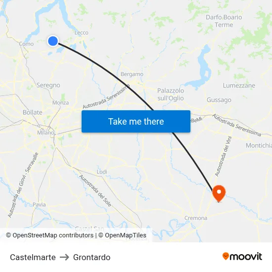 Castelmarte to Grontardo map