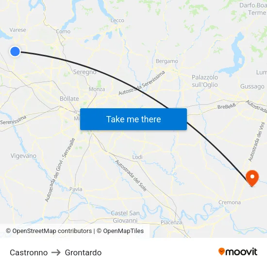 Castronno to Grontardo map