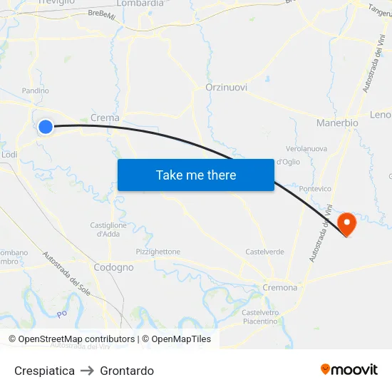 Crespiatica to Grontardo map