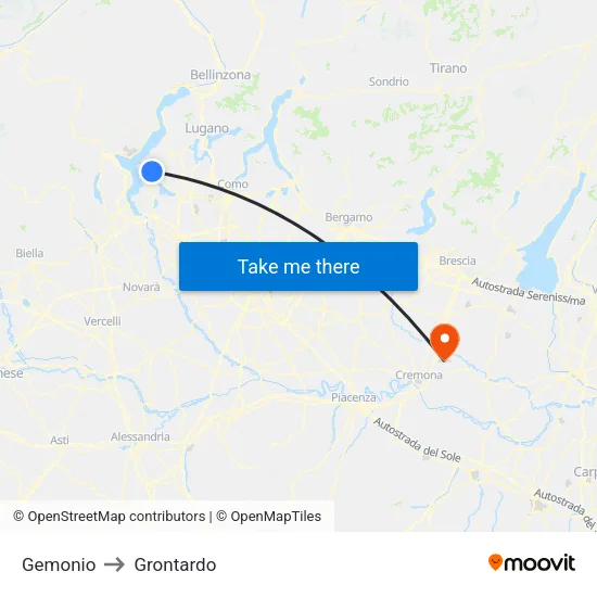 Gemonio to Grontardo map