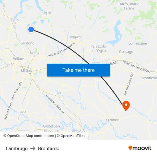 Lambrugo to Grontardo map