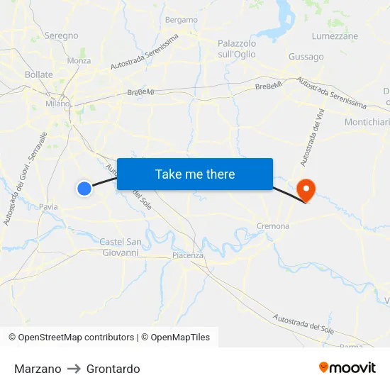 Marzano to Grontardo map