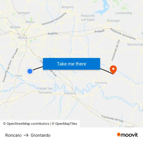 Roncaro to Grontardo map