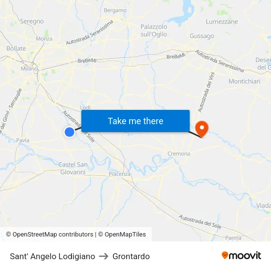 Sant' Angelo Lodigiano to Grontardo map