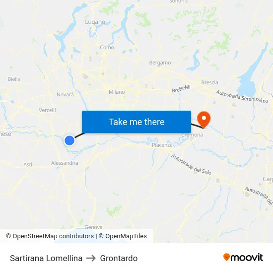 Sartirana Lomellina to Grontardo map