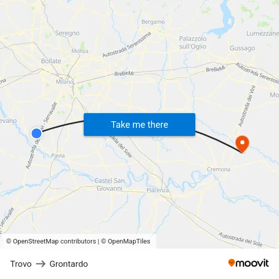 Trovo to Grontardo map
