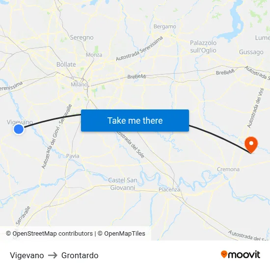 Vigevano to Grontardo map