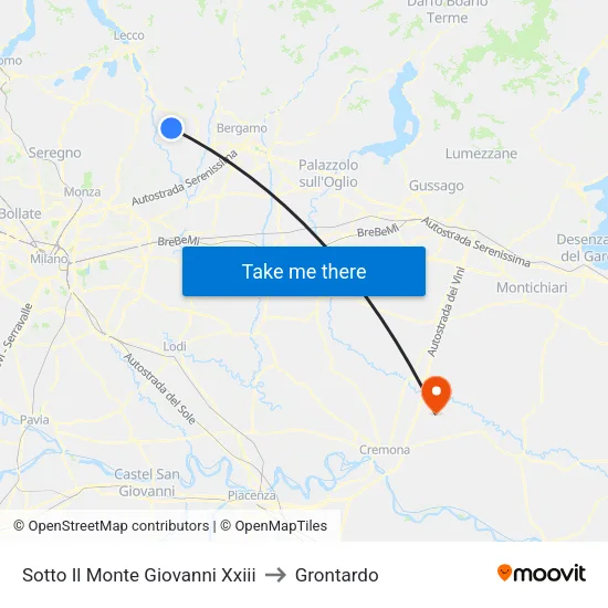 Sotto Il Monte Giovanni Xxiii to Grontardo map