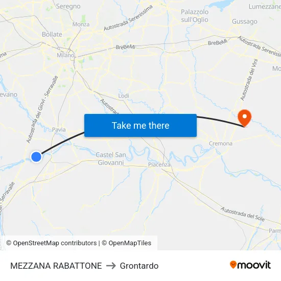 Mezzana Rabattone to Grontardo map