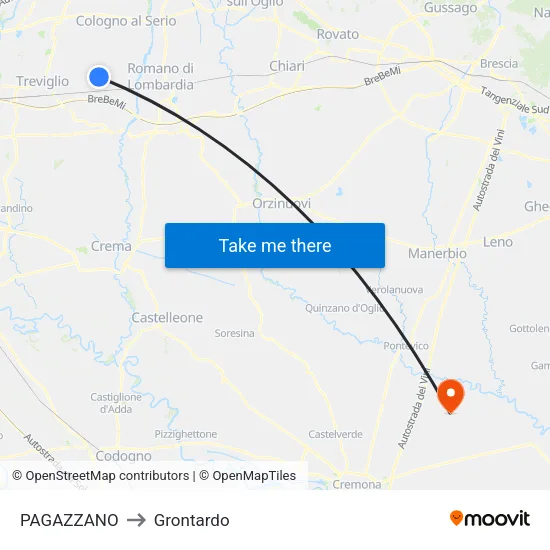 PAGAZZANO to Grontardo map