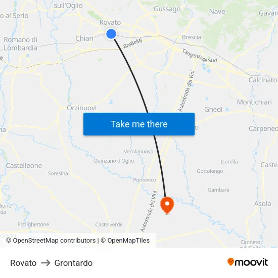 Rovato to Grontardo map