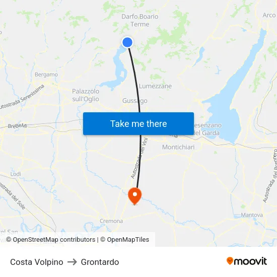 Costa Volpino to Grontardo map