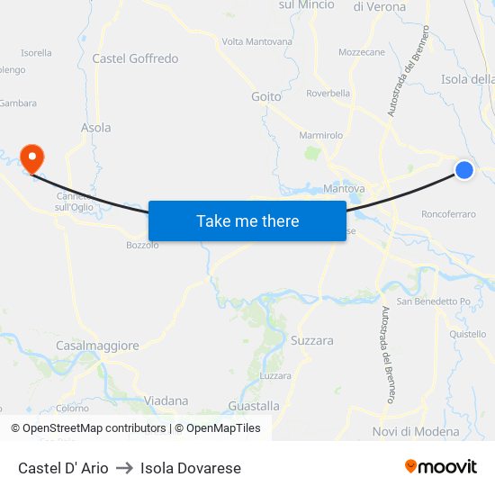 Castel D' Ario to Isola Dovarese map