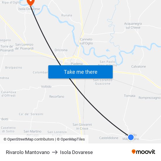 Rivarolo Mantovano to Isola Dovarese map