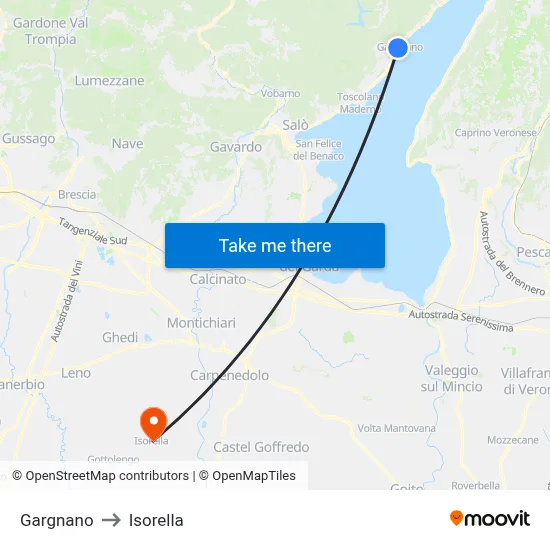 Gargnano to Isorella map