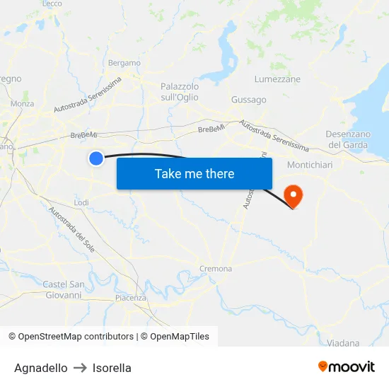Agnadello to Isorella map