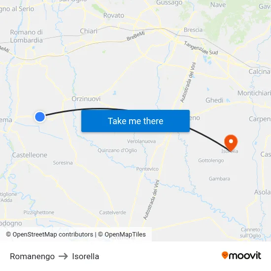 Romanengo to Isorella map