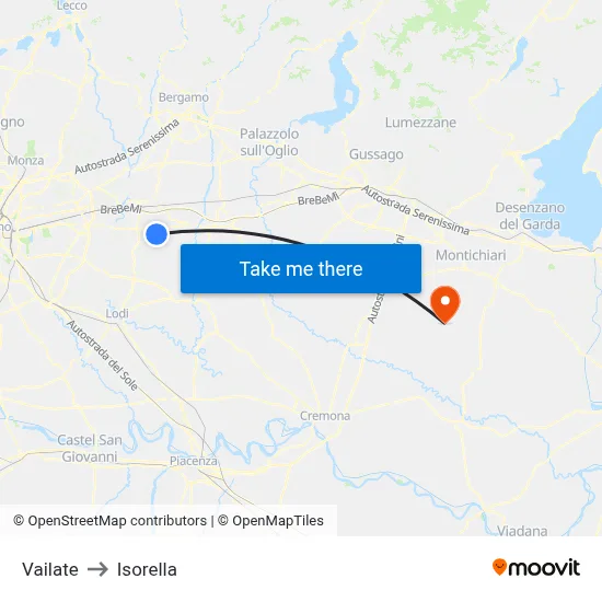 Vailate to Isorella map