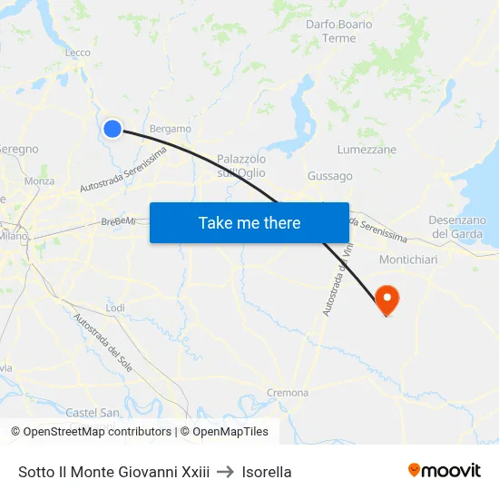 Sotto Il Monte Giovanni Xxiii to Isorella map