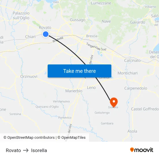 Rovato to Isorella map