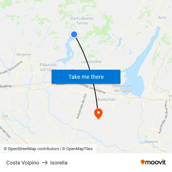 Costa Volpino to Isorella map
