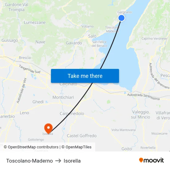 Toscolano-Maderno to Isorella map