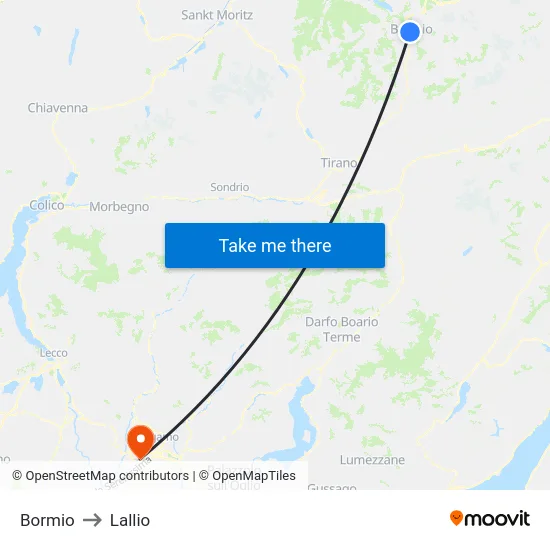 Bormio to Lallio map