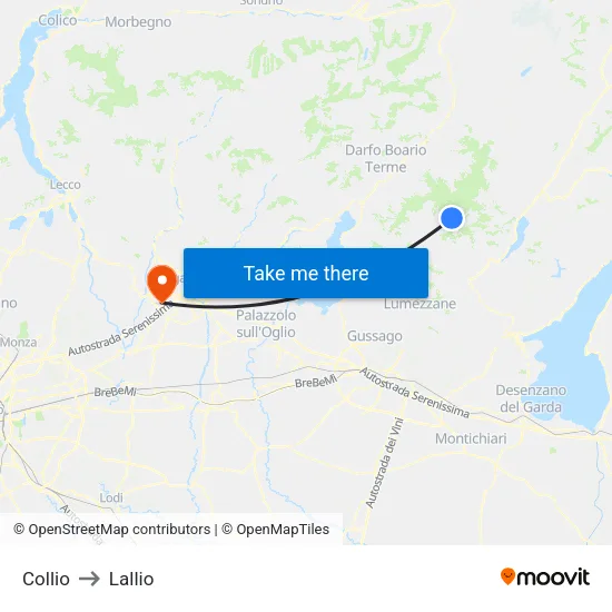 Collio to Lallio map