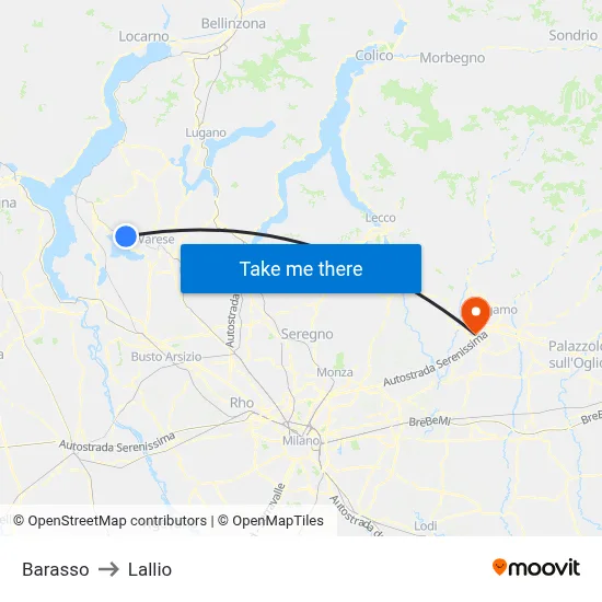 Barasso to Lallio map