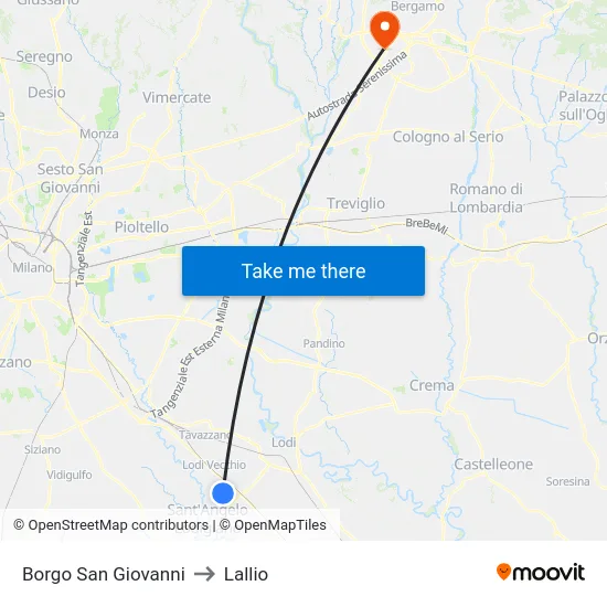 San Giovanni Borough to Lallio map